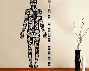 Wall Stickers Decal Video Games Gamer Body Wall Stickers Decal Xbox Playstation Wii! Room boy -