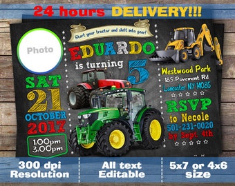 Tractor Birthday Invitation, Tractor Invitation, Farm Invitation, Printable Invitation, Tractor Party, Tractor Birthday, Farm Birthday