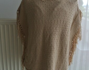 Sweater - Poncho - sweater with fringe
