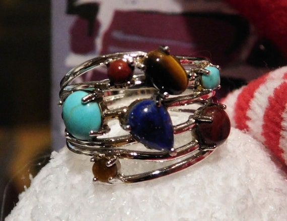 Multi Stone Ring / Sterling Silver
