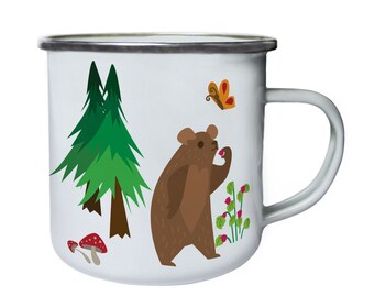Bear in habitat,Tin, Enamel 10oz Mug v963e
