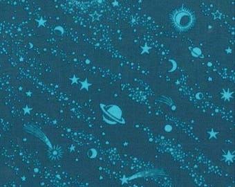 Far far away in space blue from the Rocket Kids retro fabric collection by Michael Miller Fabrics - CX7633-SPAC-D