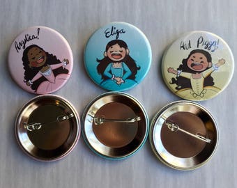 Aesthetic buttons set, Schuyler Sisters, Hamilton, 1x3/4 inch aesthetic Buttons Art you can take with you