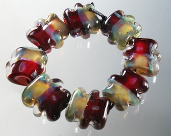 Lampwork Glass Beads Boro Borosilicate Handmade Abstract StoneyMarie Set of 8