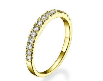 Diamond Eternity Wedding Band-Wedding band-Diamond Band-Anniversary Gift - Half-Eternity Ring-Minimalist ring-FREE SHIPPING-Anillo de bodas