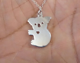 Koala Necklace - Engrave Pendant - Sterling Silver Jewelry - Gold Jewelry - Rose Gold Jewelry - Personalized Pet Jewelry - Animal Charm