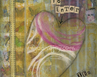 Open Heart-Matted Mixed Media Print (8x10 matted to 11x14)