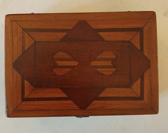 Beautiful and intrcate marquetry box with hearts