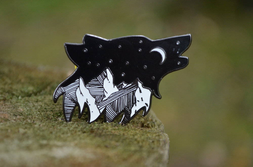 Wolf Enamel Pin Wolf Gifts Mountain Pin Star Enamel Pin