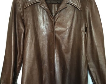 Vintage RALPH LAUREN COLLECTION Purple Label Brown Lamb Leather Jacket Coat Sz 8