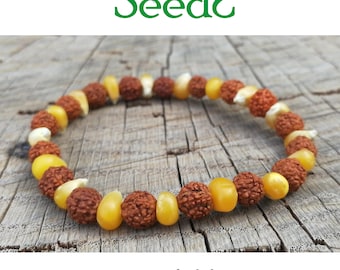 Natural seeds bracelet-Rudraksha, maize