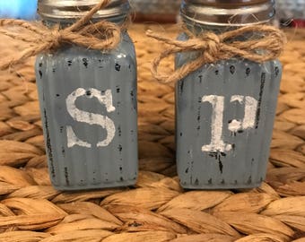 Shabby Chic Salt and Pepper Shakers. Rustic Farmhouse