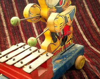 Antique 1939 Mickey Mouse Xylophone Pull Toy
