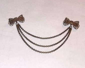 Vintage Swag Brooch, Bows, Goldtone