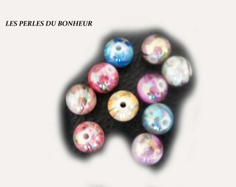 hand painted set of 10 beads