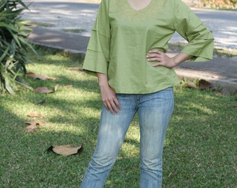 SALE 40% OFF--B230---Nice blouse with embroidery