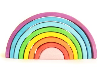 Montessori toy Wooden Rainbow toy Rainbow Stacker Rainbow stacking toy Wooden toy wooden stacker Waldorf toy Openended Eco Toddler Baby Gift