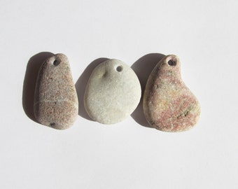 Top drilled Natural stones large stone beads drilled beach stones jewelry stone natural rock beads drilled organic natural supplies (DS-53)