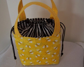 Drawstring lunch bag, cosmetic case, make up case, small purse, drawstring purse