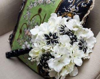The Audrey, Classic Black and White Brooch Alternative Bouquet