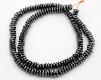 lot 50 beads hematite gunmetal rondelle 6.5 mm new