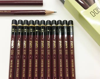 MITSUBISHI Hi-uni Pencil - 14 hardness grades | high quality wooden pencil | japanese pencils | japanese stationery