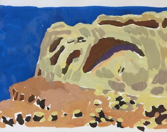 1”Weathered” Original Gouache Painting 5” x 8”
