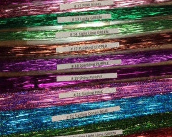 150/36 inch-100% Thai Silk Strands, 150 strands per pkg. tied to one piece of hair (bling, tinsel,shimmers,fairy hair)