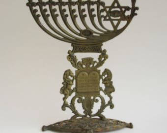 vintage patina brass menorahs made in nisrael