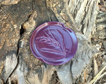 Purple Wheat Pottery Spoon Rest Handmade by Daisy Friesen