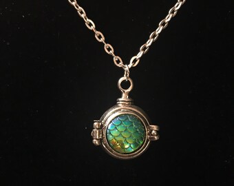 Mermaid Scale Ball Locket Necklace