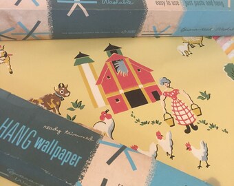 4 rolls Vintage wallpaper