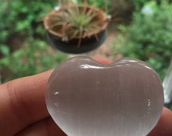 Small Selenite Heart | Reiki Love Infused | Spiritual Junkies | Healing Crystal + Gemstone | 1-2 Inches