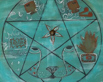 Retablo Folk Art - Proceeds Benefit Animal Rescue, Game Board, Rustic, Dragon Game, Soliatire, OOAK