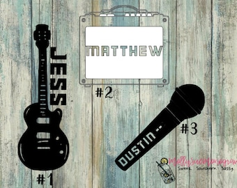 Guitar Amp Microphone vinyl decal with name