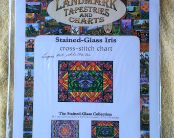 Landmark Tapestries and Charts Stained Glass Iris Cross Stitch Chart