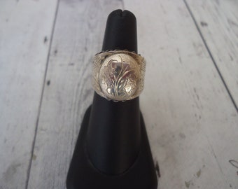 Vintage 925 Sterling Silver Locket Ring, Adjustable Band, 10 Grams, Estate Piece