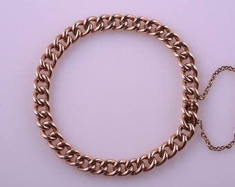 15ct Rose Gold Victorian Hollow Curb-Link Bracelet (581s)
