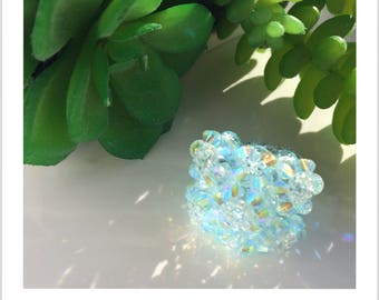 CHIC ring, Handmade bead woven ring, Turquoise