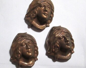 1 Vintage French Art Nouveau Brass Stamping 1030's
