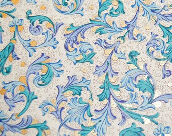 Florentine Paper - 5 x 4.25 inches - Blue and Teal with Gold Highlights
