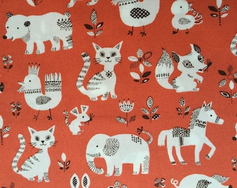 Japanese children Sevenberry fabric - Cotton - pets background ocher - 50 cm (110 x)
