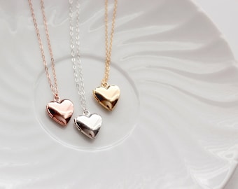 Solid Heart Locket - Flower Girl Gift, Childrens Heart Locket, Locket Necklace, Flower Girl Jewelry, Flower Girl Necklace Flower Girl Locket