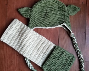 Yoda inspired Hat and Scarf set