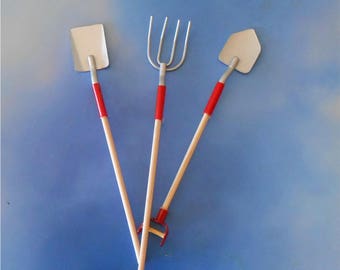 Miniature Garden Tool Set~4 Inches~Set of 3~Fairy Garden~Miniature Garden~Miniature Shovel~Miniature Rake
