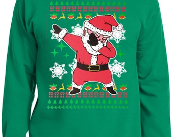 LiberTEES Big and Tall King Size Funny Dabbing Santa Ugly Faux Christmas Sweater