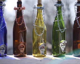 Glass Wine Bottle Bird Feeder - Bird Houses - Gift for Mom - Outdoor - Patio - Handmade Wine Bottle Decor - Gifts for Women - Spring Decor