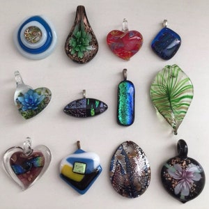 Art Glass Necklace Pendant Jewelry Lot