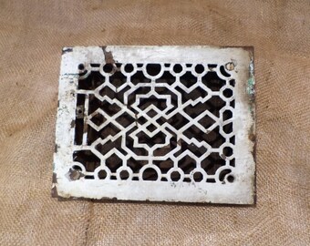 Vent Grate or Radiator Grate, Compact Rectangular Cast Iron Architectural Salvage