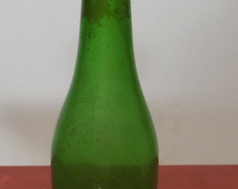 Vintage Aluminum Laundry Sprinkler with cork on Old Green Glass Soda Cola Drink Bottle